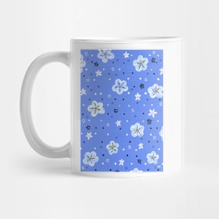 White Flower Pattern - Periwinkle Mug